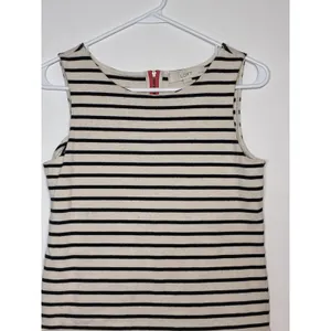 LOFT sleeveless tank top featuring classic black and ivory horizontal stripe SP thumbnail 2