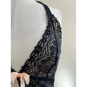Black Lace Sheer Mini Nightgown Slip Dress Y2K Coquette Size‎ M thumbnail 5