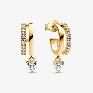 Pandora Timeless Dangling Heart Hoop Earrings NEW with dust bag ID 263685C01 thumbnail 1