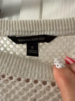 Banana Republic Cream Open-Knit Scoop Neck Sweater thumbnail 2