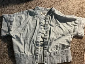 Women denim button up blouse small thumbnail 1