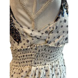 Free People Star Print Studded Dress Baby Doll Empire Waist Open Back Plunge XS thumbnail 6
