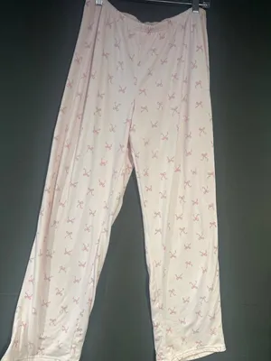 Laura Ashley Women M Pajama Pants Shorts Set Pink Bow Print Coquette Lounge thumbnail 3