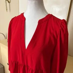 POMANDER PLACE Red Crepe Kenzo Tiered Dress Size Medium‎ thumbnail 6