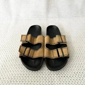 MNG Mango Black Tan Double Buckle Slide Suede Strap Sandals 37 thumbnail 3
