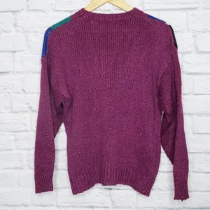 Vintage 80’s Purple Beaded Abstract Sweater thumbnail 4