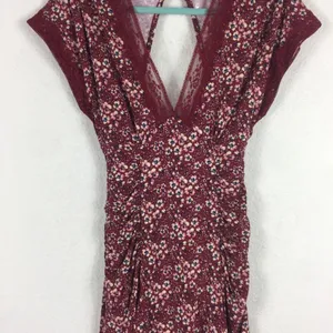 Free People Sweet Talker Lace Mini Dress Size XS Burgundy Floral 90s Grunge Boho thumbnail 10