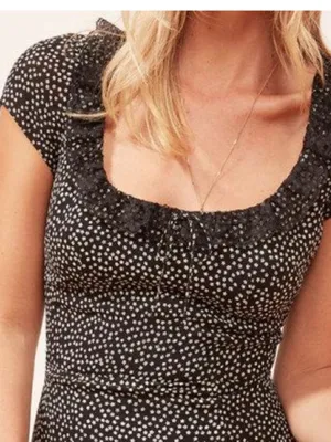 Reformation Sade Black Floral Lace Trim Mini Dress thumbnail 2