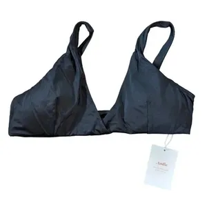 NWT Andie The Belmar Top Twisted V Neck Plunge Bikini Top Removable Cup M Black thumbnail 11