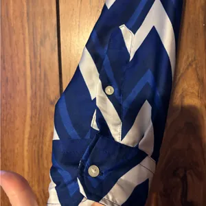 Ralph Lauren Blue and White Chevron Button Down Shirt thumbnail 3