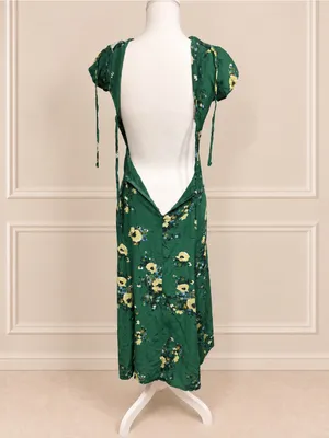 Urban Outfitters Lindsey Floral Open Back Midi Dress Green Small thumbnail 6