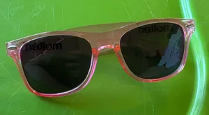 Pink Transparent Frame Sunglasses with Dark Lenses thumbnail 1