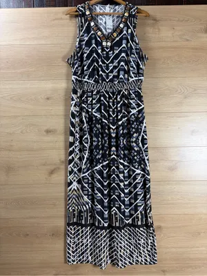 NY Collection Beaded Geometric V-Neck Maxi Dress 2X thumbnail 2