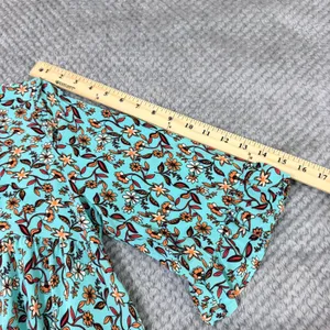 Women's Boho Floral Midi Dress L Turquoise Peasant Hippie Resort Empire Waist thumbnail 8