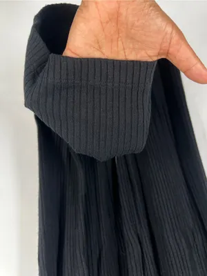 Reformation‎ Black Ribbed Wide-Leg Jumpsuit with Tie Waist thumbnail 8