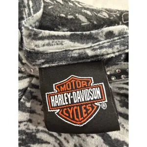 Harley Davidson Womens Black White Space Dye Burnout Graphic V-Neck Tee‎ Sz S thumbnail 6