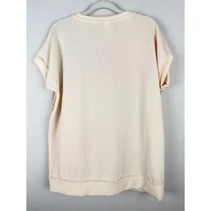 7TH RAY Textured Pastel Color Block Ribbed Pullover Top Women's Size Large Artsy thumbnail 9
