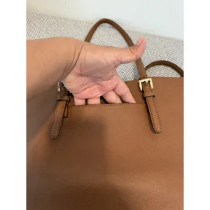 MICHAEL KORS Large Saffiano Leather Tote JET SET Tall TRAVEL ACORN BROWn thumbnail 14