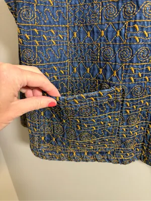 Click by Color Me Cotton Embroidered Denim Jacket 100% Tencel thumbnail 5