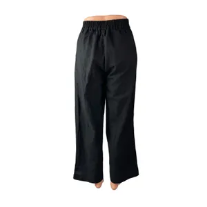 Naning9 Women's Black High Rise Pleated Wide Leg Baggy Trousers Pants Size XS thumbnail 4
