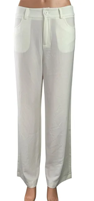 NEW Perfect Corset Women's White High Rise Wide Leg Straight Trousers Pants S thumbnail 1