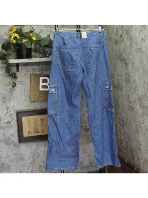 Levi's Womens Superlow Loose Snap Zip Fly Jeans 94417325 All Over Blue 29X32 thumbnail 2