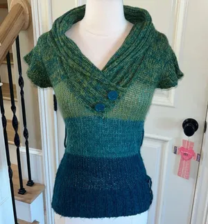 Colorblock Multicolor Green Mod Sweater thumbnail 1