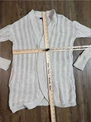American Eagle Outfitters Natural-Cream Open Front Pointelle Cardigan thumbnail 5