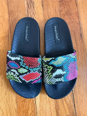 Sergio Todzi Snake Print Pool Slider Sandals Multicolor size‎ 5 thumbnail 3