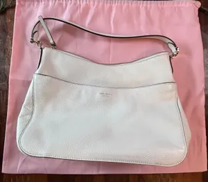 Kate Spade New York White‎ Pebbled Leather Shoulder Bag Hobo with Dust Bag thumbnail 1