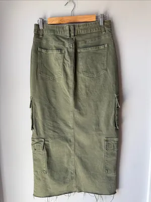PacSun Olive Cargo Maxi Skirt thumbnail 3