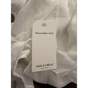 Abercrombie and Fitch White Ruffle Slip Asymmetrical Dress Size Large TALL NWT thumbnail 6