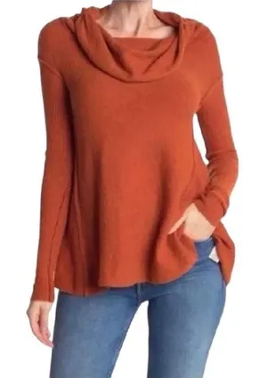 Free People NWT Strawberry Fields Cowl Neck Sweater Wool blend Ribbed Sleeve S thumbnail 1