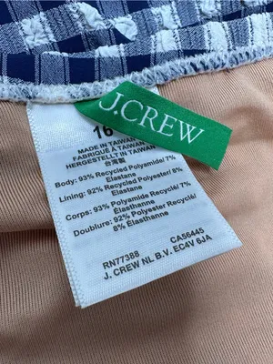 J. Crew New! Sleek Ruched Gingham One-Shoulder One-Piece Swimsuit Size 16 thumbnail 6