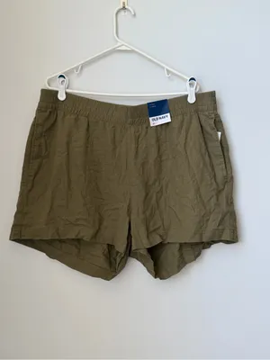 Old Navy High Rise Linen Blend Pull On Shorts in Olive Green Size XL thumbnail 3