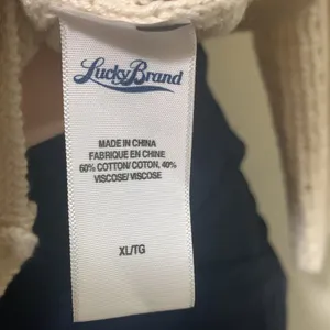 Lucky Brand crochet cardigan woman size XL button up v neck tan cream color thumbnail 8