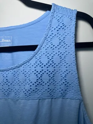 NWT LL Bean Women's Blue Lace-Trim Tank Top Size M Reg thumbnail 3