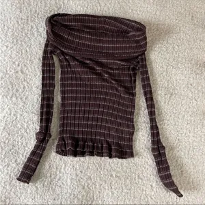 Free people brown snow bunny off the shoulder top M thumbnail 2