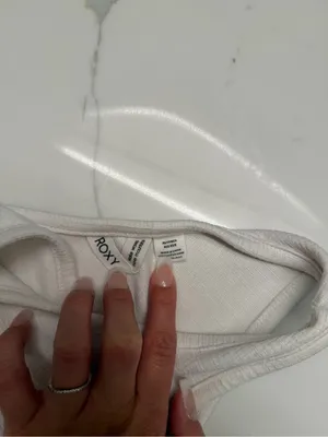 Roxy‎ White Cross-Front Ribbed Crop Top thumbnail 3