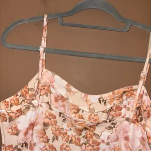 Altar’d State Nancy‎ Floral Slit Midi Dress Pink Cream Size Large thumbnail 7