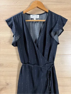 Anthropologie Black Mini Wrap Dress XS thumbnail 6