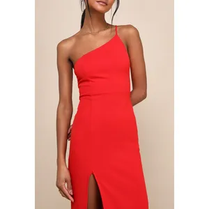 NWT Lulus Keeper of My Heart Red One-Shoulder Maxi Dress Holiday Paty Gala XXS thumbnail 9