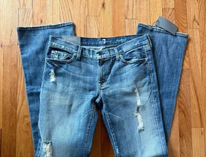 7‎ Seven For All Mankind Jeans Women 32 Bootcut Blue Western USA Made Y2K NEW thumbnail 1