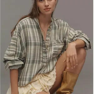 Pilcro Long-Sleeve Buttondown Swing Top thumbnail 1