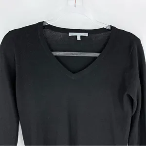 WOW Couture Fitted Ribbed V-Neck Fine‎ Gauge Sweater Black S thumbnail 2