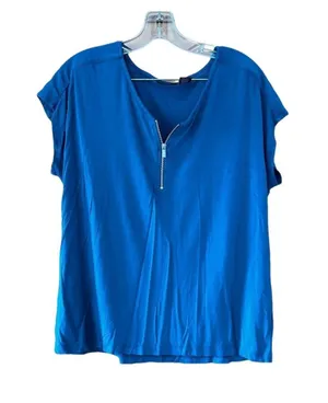 Tahari Blue Shirt Women's Size Large with Zipper thumbnail 1