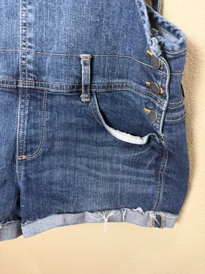 2.1 Denim Jean Overalls Shorts Jorts Blue Jeans Size 30 thumbnail 3