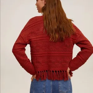 MNG  Openwork Crochet Fringe Boho Knit  sweater thumbnail 2