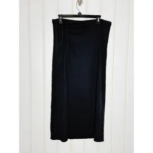 Aerie Women Black Beachwalk Ribbed Ruched Side Slit Midi Skirt XL NWT thumbnail 4