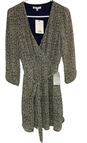 DR2 by Daniel Rainn Wrap V-neck 3/4 Sleeve‎ Floral Dress Size XS Knee Length thumbnail 1